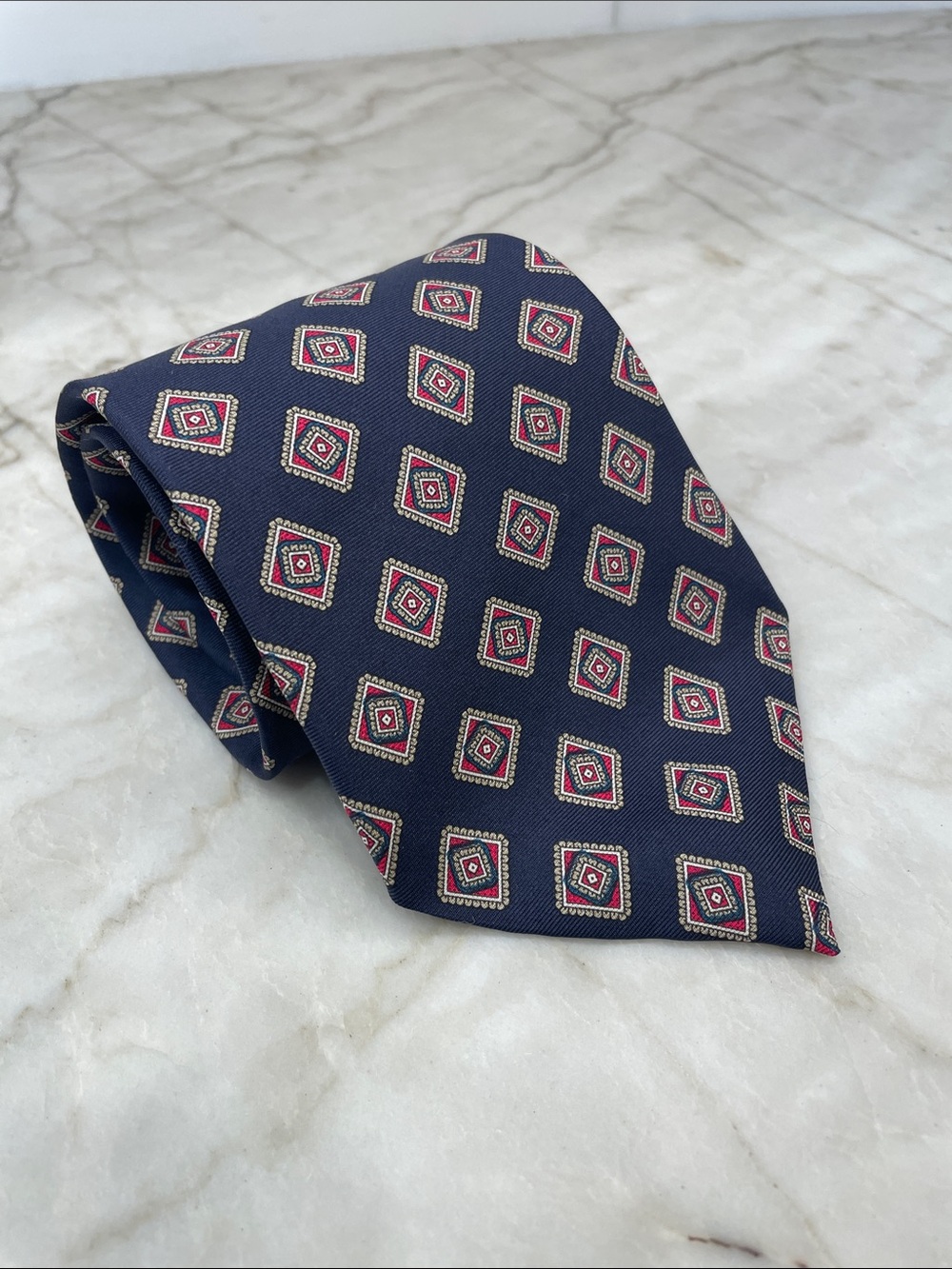 Classic Navy Geometric Men's Silk Tie